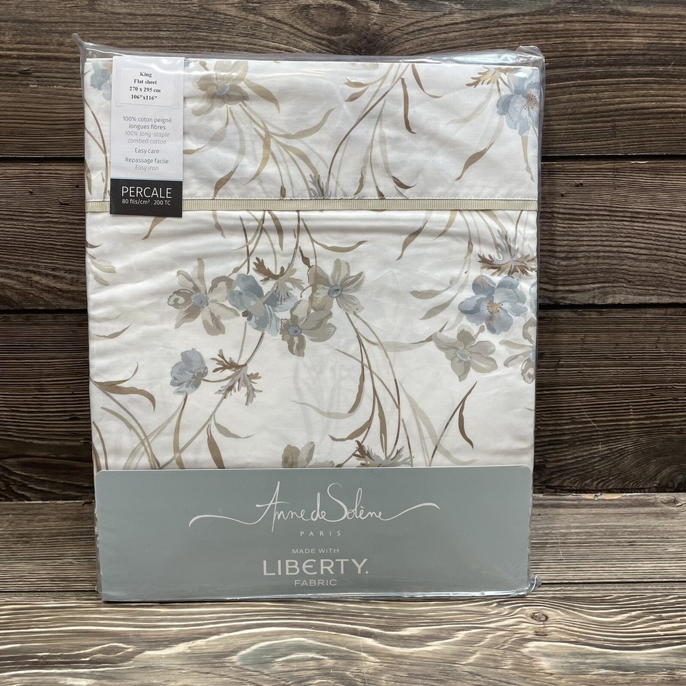 Anne‎ De Solene Joli Jour King Flat Floral Sheet 100% Cotton Liberty Fabric NWT